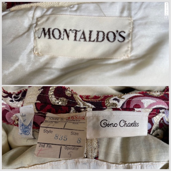 Vintage Gino Charles Brocade Metallic Maxi Dress with Velvet Belt XS Small - Picture 15 of 16